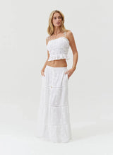 Tops Melissa Odabash Freya Strap Embroidered Crop Top White Apoella