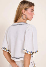 Tops Scarlett Poppies Freja Top Vanilla Floral Embroidery Apoella