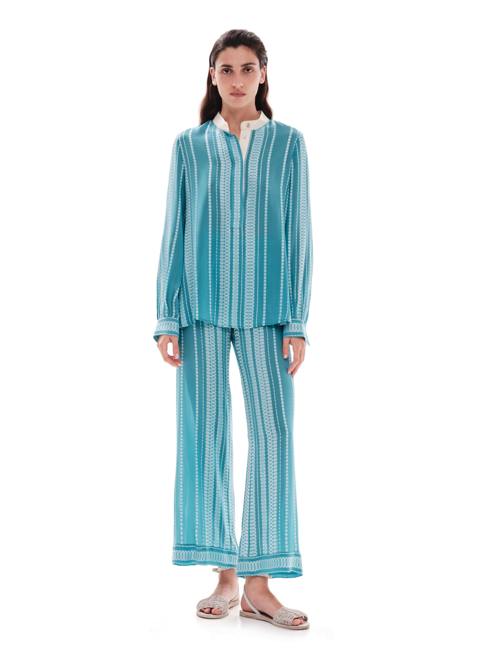 aqua silk top