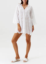 Tunic Melissa Odabash Lucy Broderie Bell Sleeve Tunic White Apoella