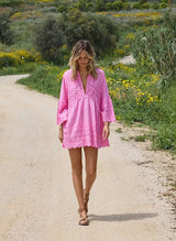 Tunic Melissa Odabash Sebena V Neck Bell Sleeve Tunic Pink Apoella