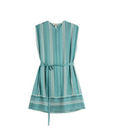 Tunic Zeus n Dione Istion Belted Textured Silk Tunic Ivory/Aqua 38 / Aqua Apoella