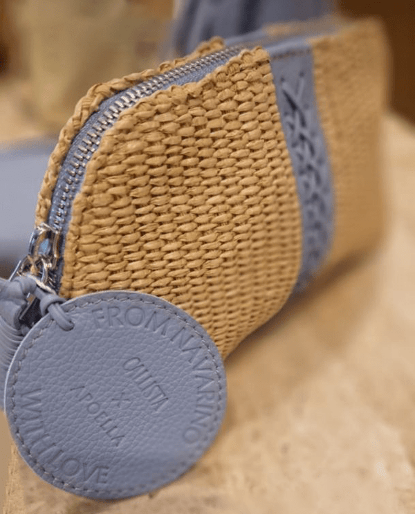 Vanity Cases Callista Crafts APOELLA x Callista Crafts Navarino Straw Vanity Case – Limited Edition Raffia & Leather Bag Baby Blue O/S Apoella