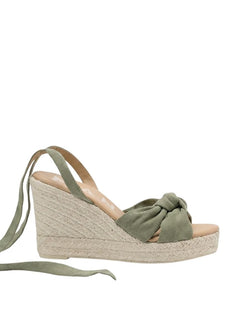 Wedges Manebi Hamptons Wedge Suede Espadrilles W. Knot Sage Apoella