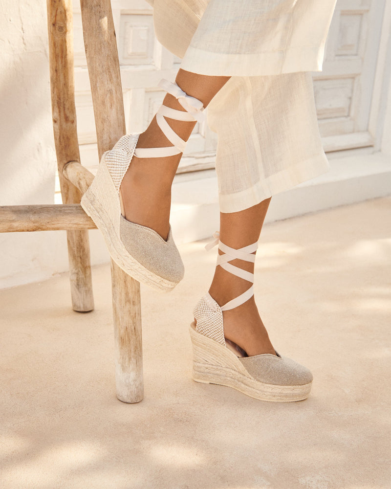 Wedges Manebi Heart Shaped Wedge Espadrilles Natural Apoella