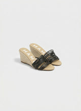 Wedges Manebi Multi Bands Mule Wedge Espadrilles Black Apoella