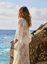 Yasin Lace Caftan White