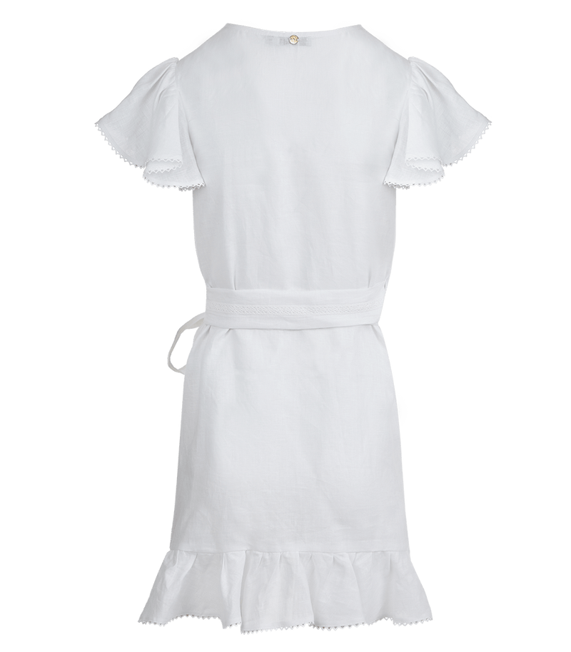Dress Apoella Amalia Lace Linen Mini Wrap Dress Apoella