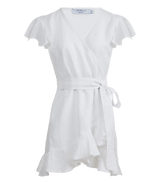 Dress Apoella Amalia Lace Linen Mini Wrap Dress S / White Apoella