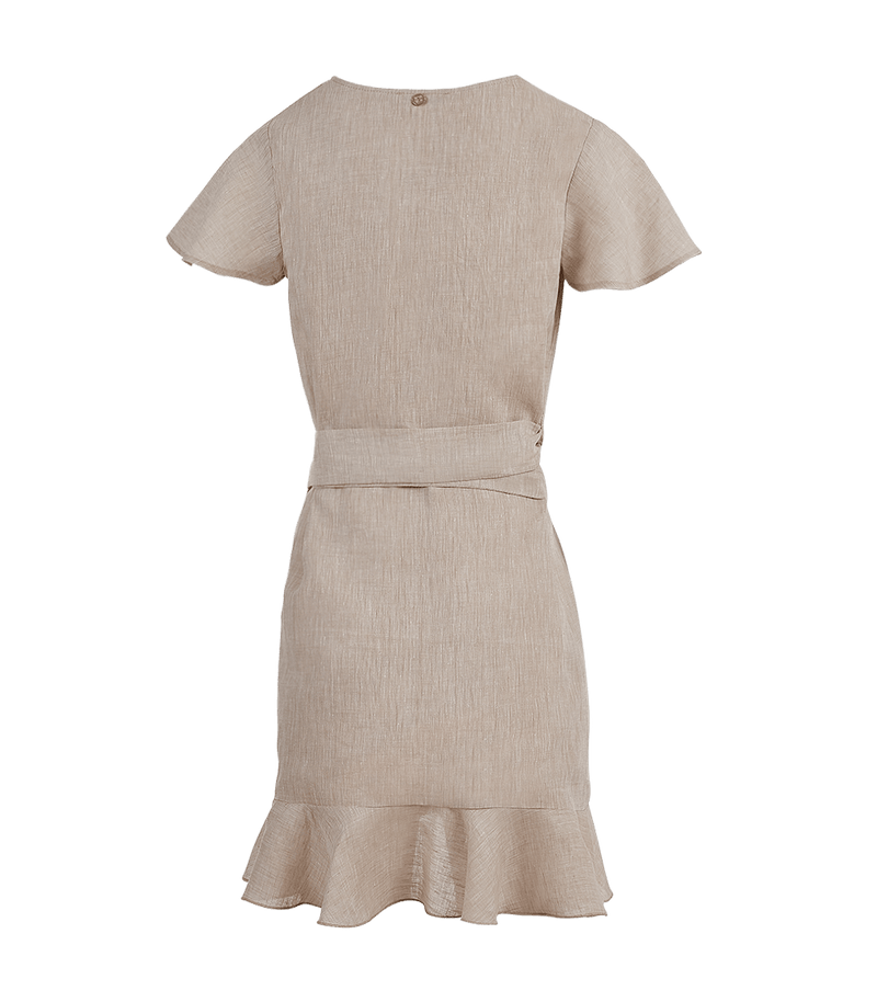 Dress Apoella Amalia Linen Mini Wrap Dress Apoella