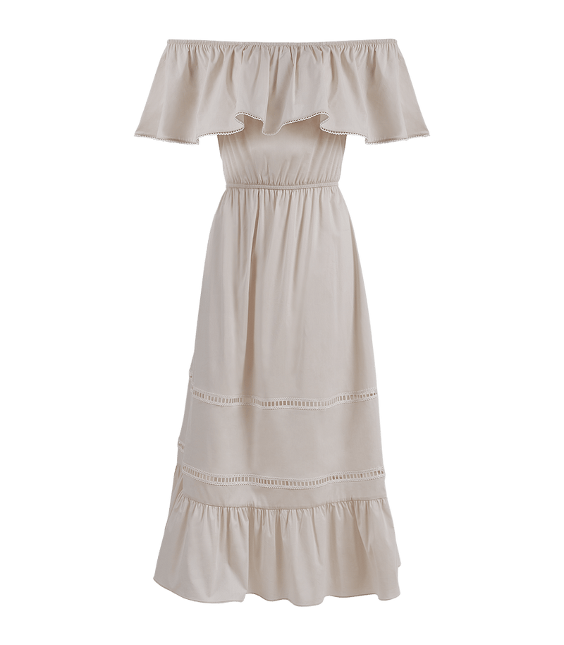 Dress Apoella Chrysanthi Poplin Off Shoulder Long Dress S/M / Beige Apoella