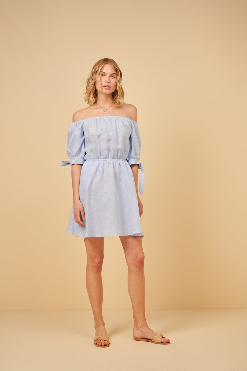 Dress Apoella Leto Linen Puff Sleeve Short Dress Apoella