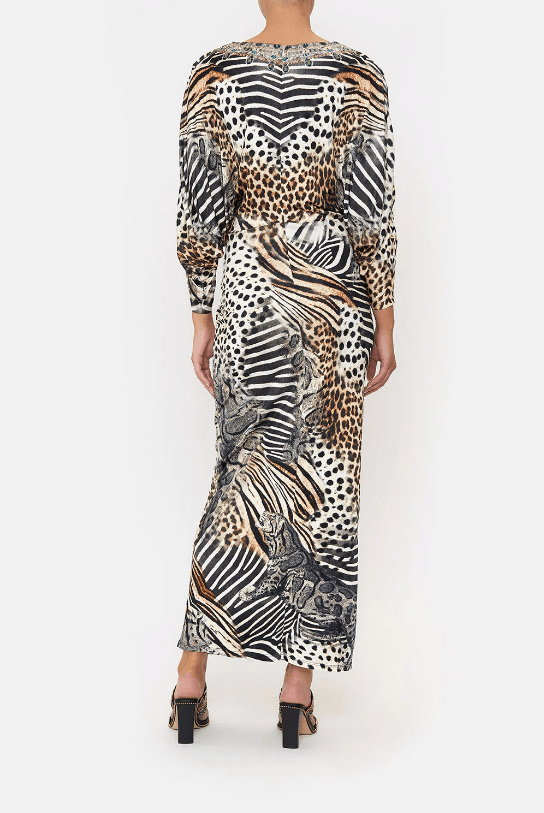 Dresses Camilla For The Love Of Leo Draped Sleeve Long Dress Leopard M / Leopard Apoella