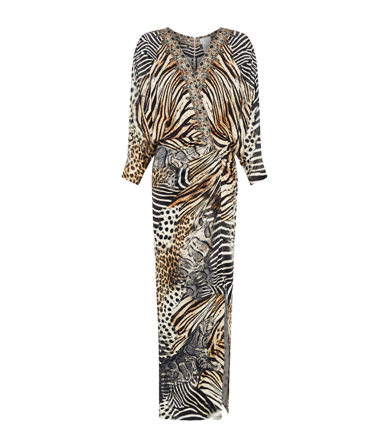 Dresses Camilla For The Love Of Leo Draped Sleeve Long Dress Leopard M / Leopard Apoella