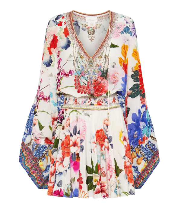 Dresses Camilla Memories Of A Garden Shirred Relaxed Short Dress White Floral S / White Floral Apoella