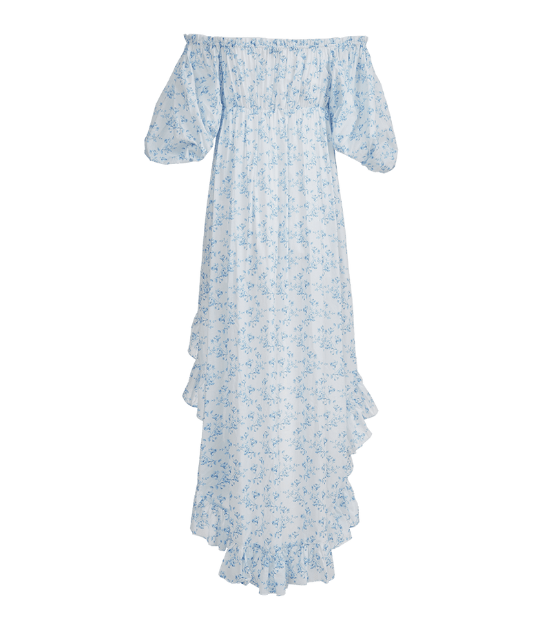Dresses Caroline Constas Imelda Asymmetric Dress Blue Watercolor Floral Apoella