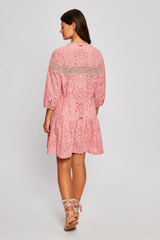 Dresses Heidi Klein LACE INSERT MINI TUNIC DRESS PINK Apoella