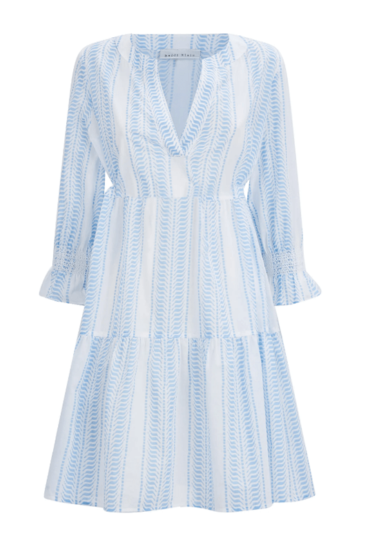Dresses Heidi Klein LONG SLEEVE V NECK SHORT DRESS SKY/WHITE Sky White / S Apoella