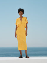 Dresses Zeus n Dione Ambrosia Midi Dress With Cut Out Sleeves Golden Yellow / 36 Apoella