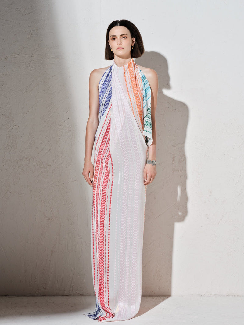 Dresses Zeus n Dione CYCLAMEN DRAPED LONG DRESS Multi Stripes / 38 Apoella