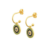 Jewelry Marianna Lemos Round Green Eye Earrings O/S / Green Apoella