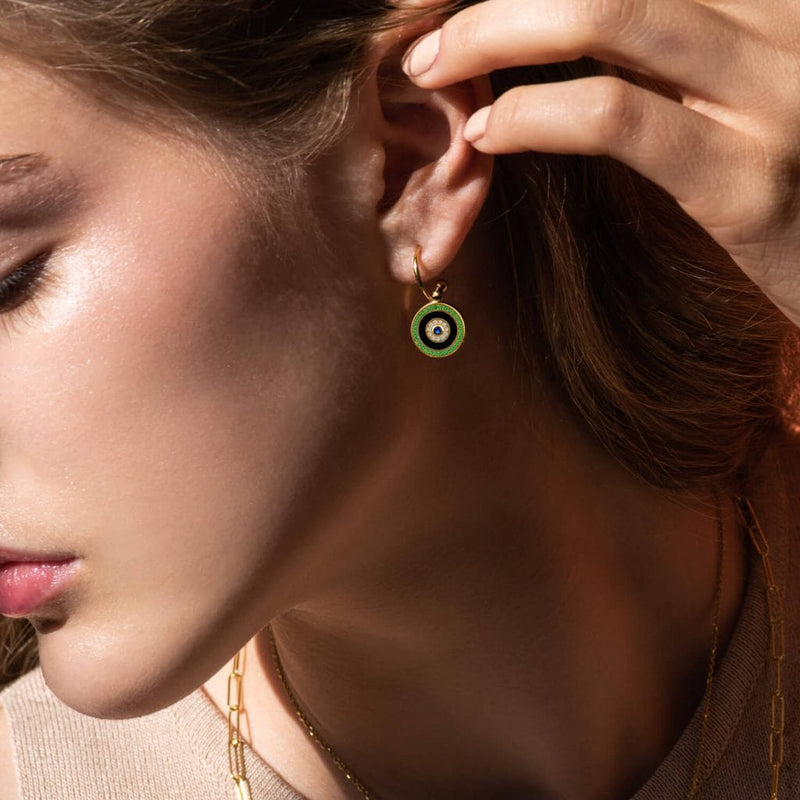 Jewelry Marianna Lemos Round Green Eye Earrings O/S / Green Apoella