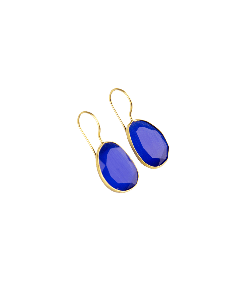 Jewelry Nes Paris Alice Earrings Cat Eyes Pebble Smallest Model Gold Plated O/S / Blue Apoella