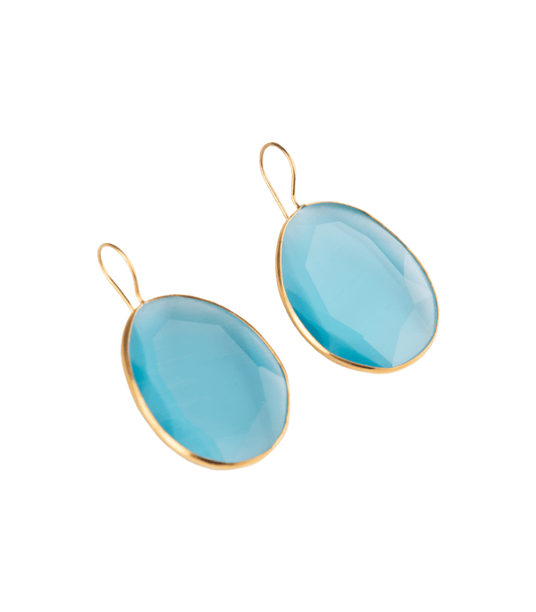 Jewelry Nes Paris Molly Earrings Cat Eyes Pebble Large Model Gold Plated O/S / Light Blue Apoella