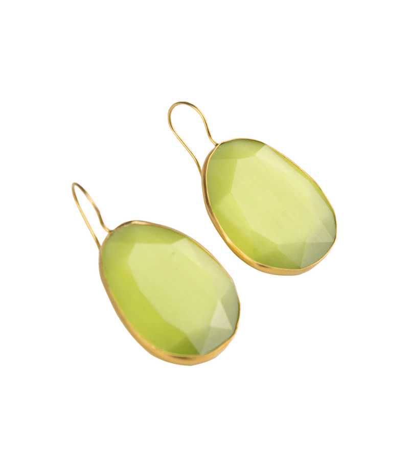 Jewelry Nes Paris Molly Earrings Cat Eyes Pebble Large Model Gold Plated O/S / Light Green Apoella