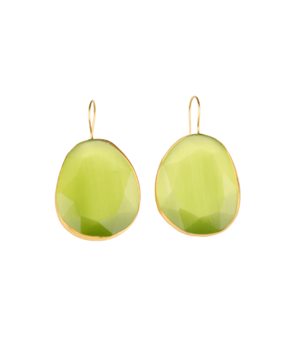Jewelry Nes Paris Molly Earrings Cat Eyes Pebble Large Model Gold Plated O/S / Light Green Apoella