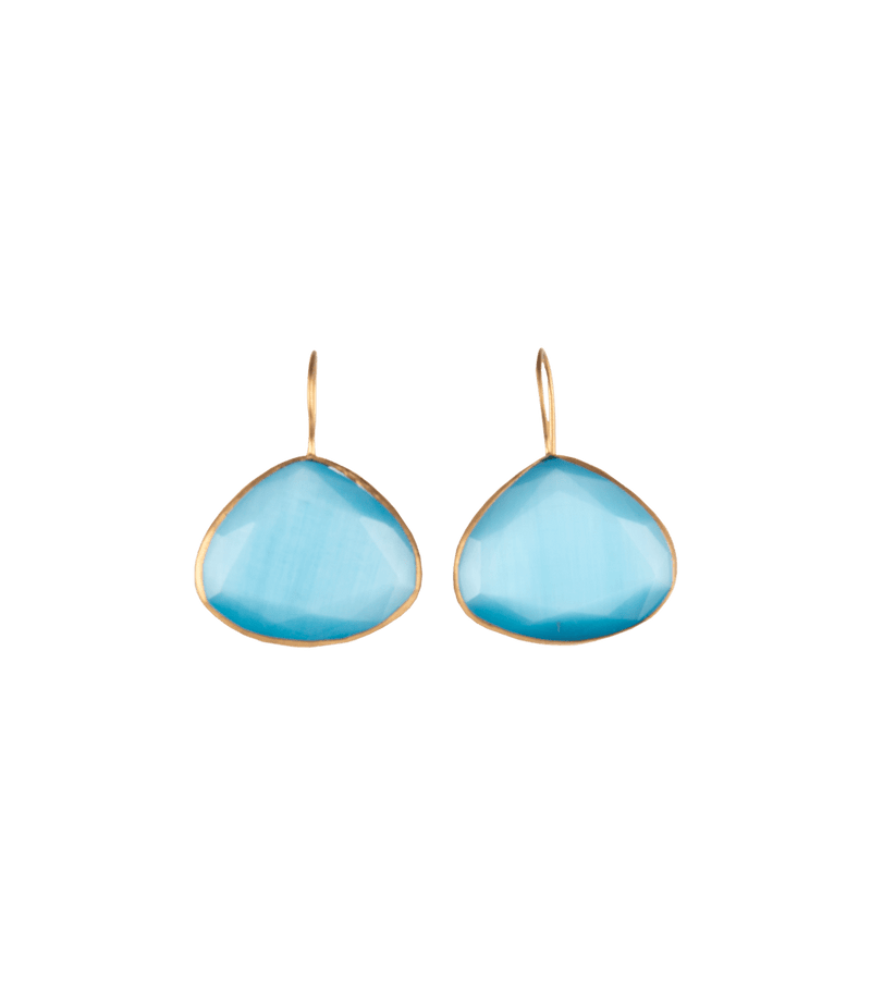 Jewelry Nes Paris Pear Earrings Cat Eyes Heart-Shaped Gold Plated O/S / Light Blue Apoella
