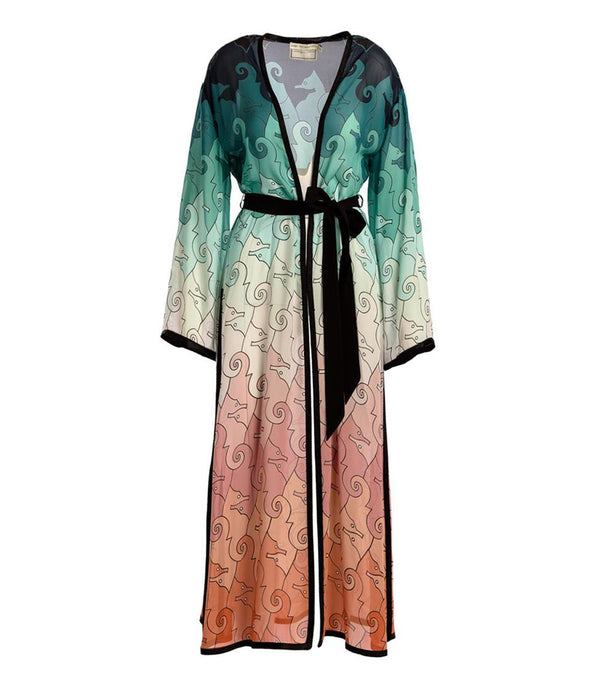 Kimono Mary Katrantzou Cote D'azur Kimono Seahorse Multicolor / 10 UK Apoella