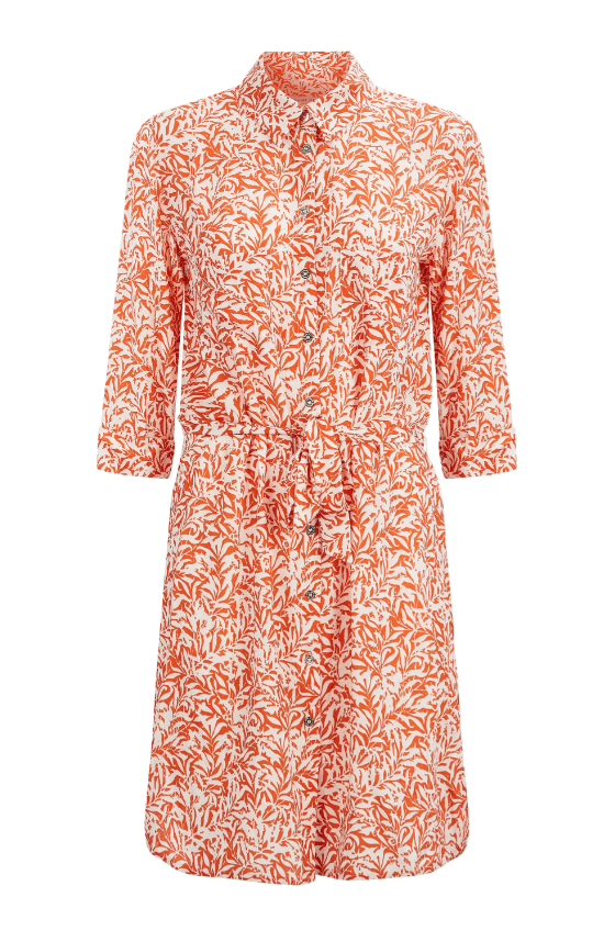 Shirtdress Heidi Klein RELAXED LEAF PRINT SHIRTDRESS ORANGE Orange / M Apoella