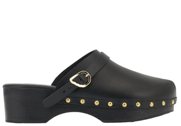 Shoes Ancient Greek Sandals Classic Closed Leather Clog 37 / Black Apoella