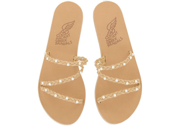 Buy ANCIENT GREEK SANDALS Aura Scalloped Leather Sandals 7 - Natural At 40%  Off