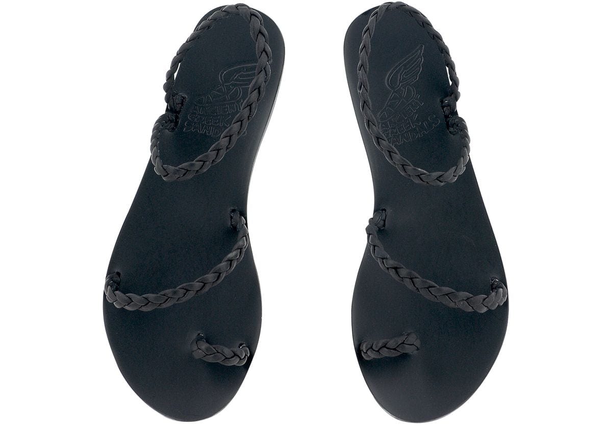 Eleftheria Braided Sandals Black Ancient Greek Sandals Apoella