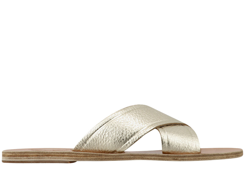 Shoes Ancient Greek Sandals Thais Leather Cross Slide Sandals 37 / Platinum Apoella