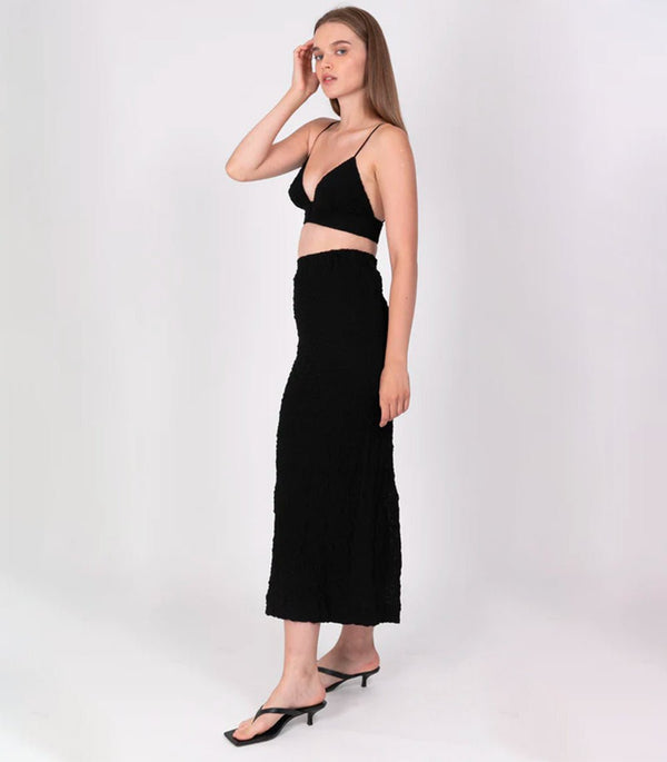 Skirt Sabina Musayev Mango Crinkled Midi Skirt Black Apoella