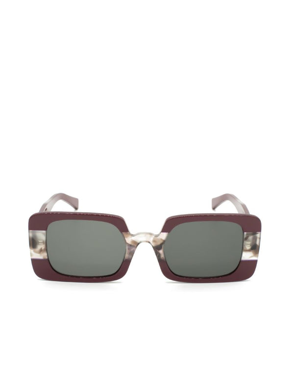 Sunglasses Zeus n Dione Phoebe Two-Tone Wide Rectangular Frame Sunglasses Wine/Wine Tortoiseshell Apoella