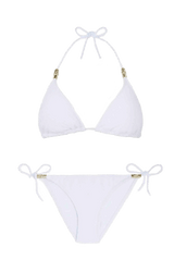 Swimwear Heidi Klein CORE TEXTURED ROPE TRIANGLE TIE SIDE BIKINI WHITE White / M Apoella