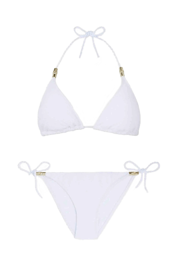 Swimwear Heidi Klein CORE TEXTURED ROPE TRIANGLE TIE SIDE BIKINI WHITE White / M Apoella
