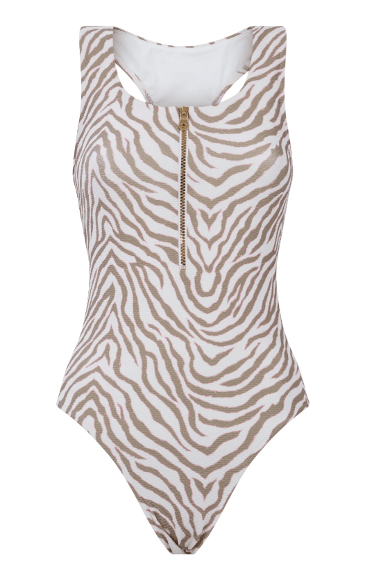 Swimwear Heidi Klein MALIBU ZIP FRONT ONE-PIECE ZEBRA Zebra / S Apoella