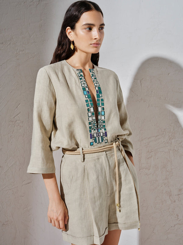 Top Zeus n Dione SAPFO LONG SLEEVE TOP Sand / 38 Apoella